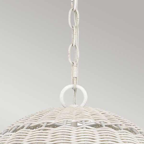 Außenlampe hängend Korbschirm E27 IP44 Ø 40,5 cm Weiß Antik