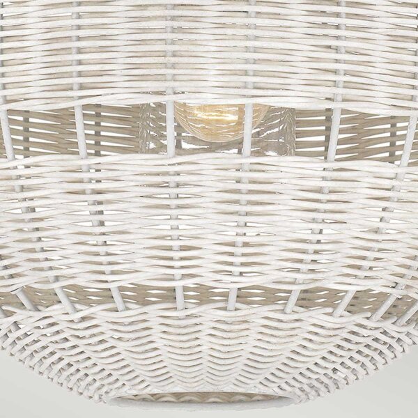 Außenlampe hängend Korbschirm E27 IP44 Ø 40,5 cm Weiß Antik
