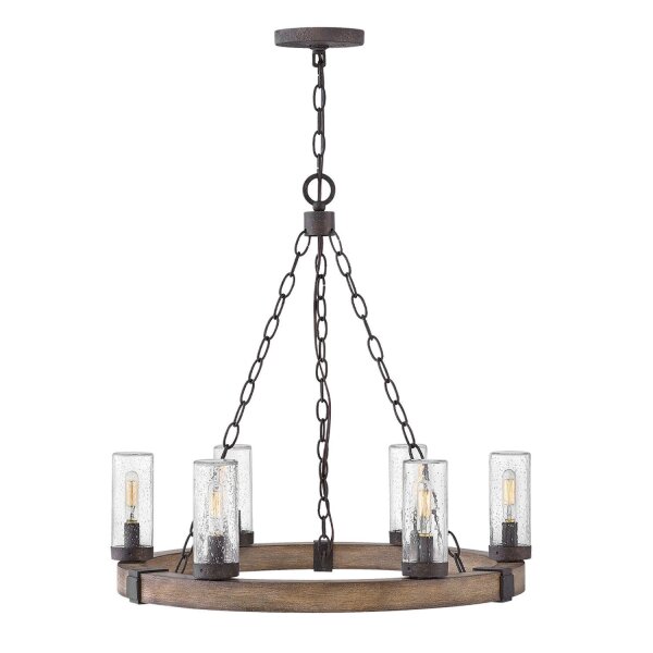 Lustre extérieur Ø 61 cm IP44 E14 Métal Verre Anneau