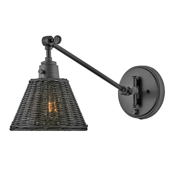Applique murale métal rotin E27 orientable noir polyvalent