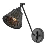 Wandleuchte Metall Rattan E27 verstellbar Schwarz vielseitig