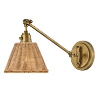 Verstellbare Wandleuchte Rattan Metall E27 Gelenkarm
