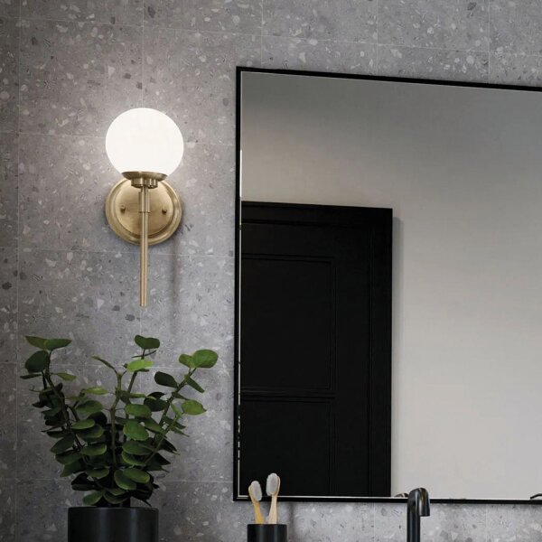 Wandleuchte Bad Kugelschirm H: 34,8 cm mit LED G9 3000K