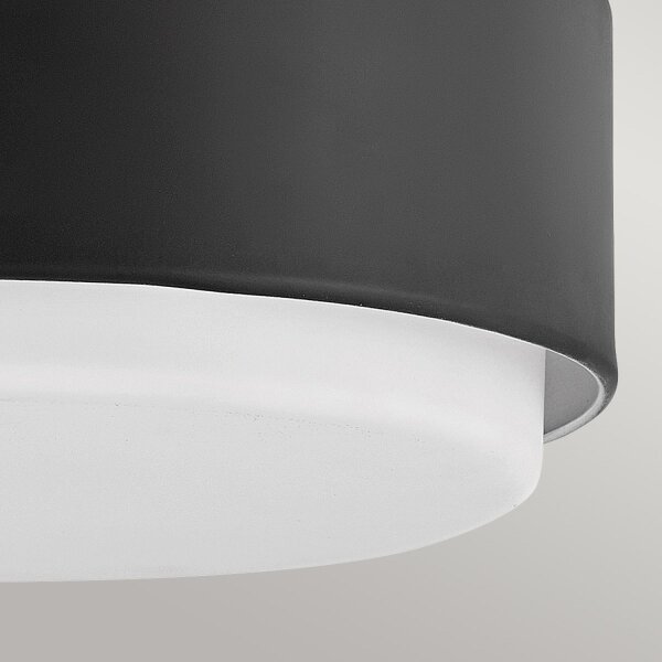Lampe de plafonnier ronde Ø 30,5 cm noir blanc métal verre 2x E27
