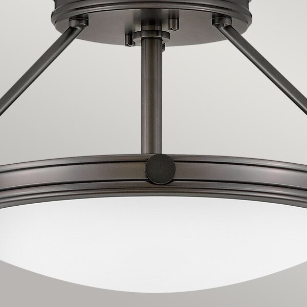 Lampe de plafonnier ronde métal verre Ø 42 cm noir blanc 3x E14