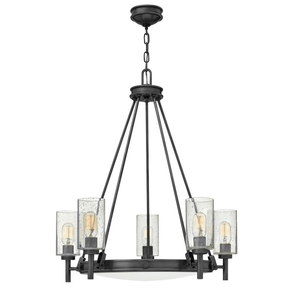 Kronleuchter mit Schirm D: 68,5 cm rund Schwarz Metall Glas
