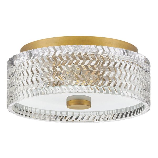 Deckenlampe E27 Kristall rund D: 30,5 cm in Messing Antik