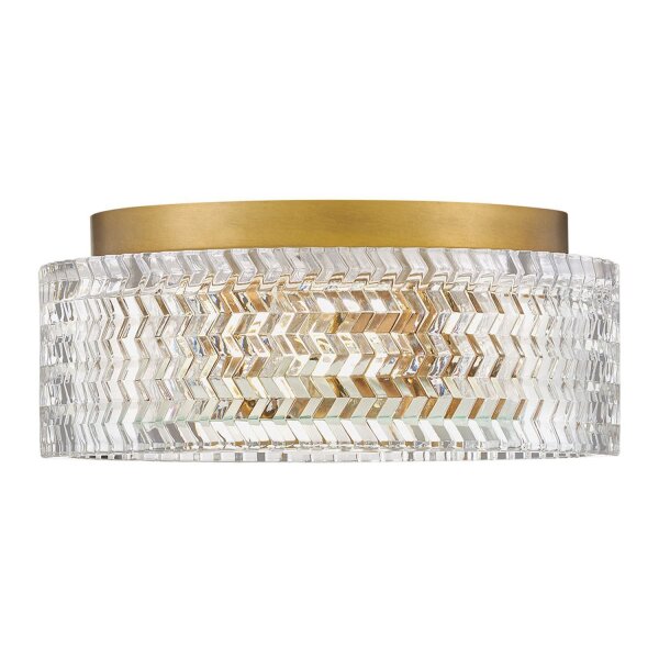 Deckenlampe E27 Kristall rund D: 30,5 cm in Messing Antik