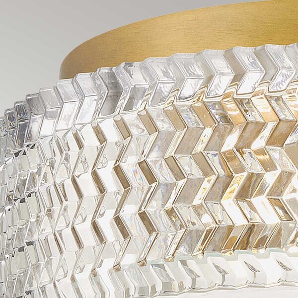 Deckenlampe E27 Kristall rund D: 30,5 cm in Messing Antik