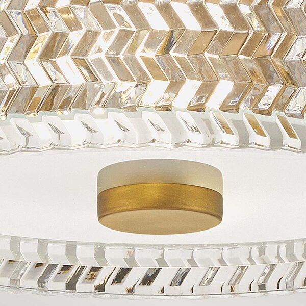 Deckenlampe E27 Kristall rund D: 30,5 cm in Messing Antik