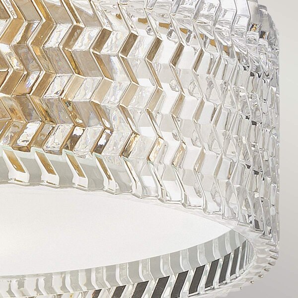 Deckenlampe E27 Kristall rund D: 30,5 cm in Messing Antik