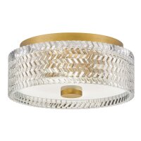 Deckenlampe E27 Kristall rund D: 30,5 cm in Messing Antik