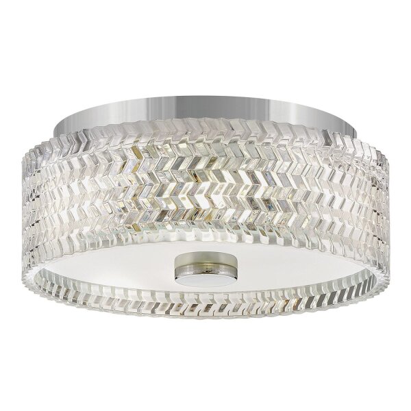 Plafonnier rond Ø 30,5 cm chrome E27 abat-jour cristal