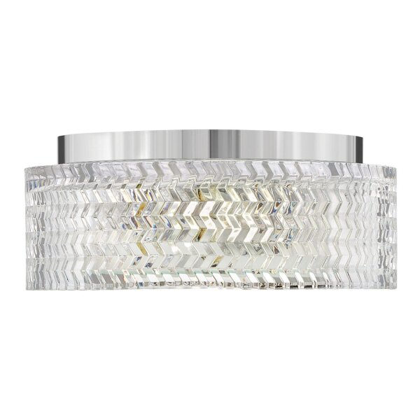 Plafonnier rond Ø 30,5 cm chrome E27 abat-jour cristal
