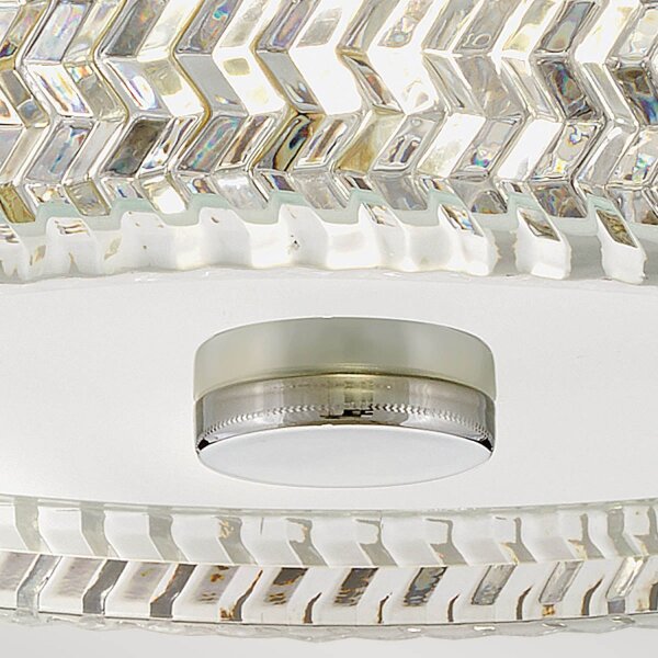 Plafonnier rond Ø 30,5 cm chrome E27 abat-jour cristal