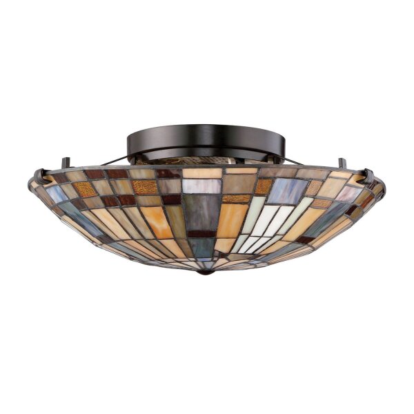 Deckenlampe Tiffany Stil rund Ø 40,7 cm Metall Glas 2x E27
