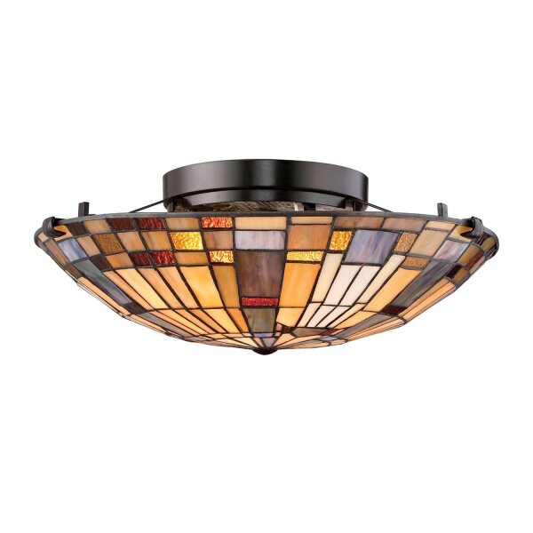 Deckenlampe Tiffany Stil rund Ø 40,7 cm Metall Glas 2x E27