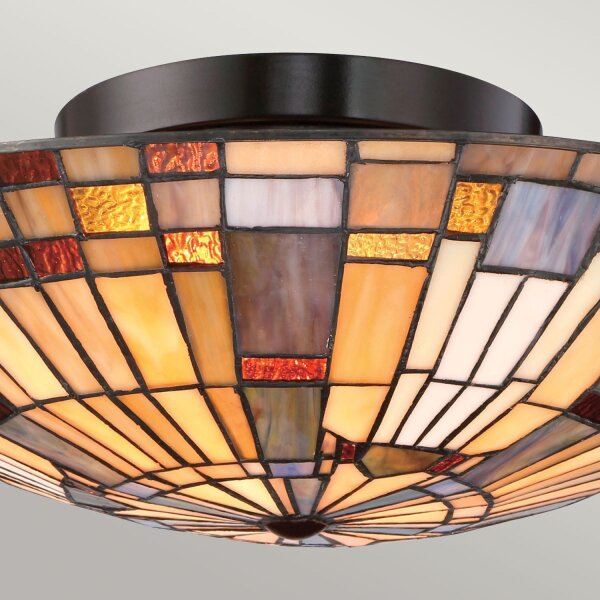 Deckenlampe Tiffany Stil rund Ø 40,7 cm Metall Glas 2x E27