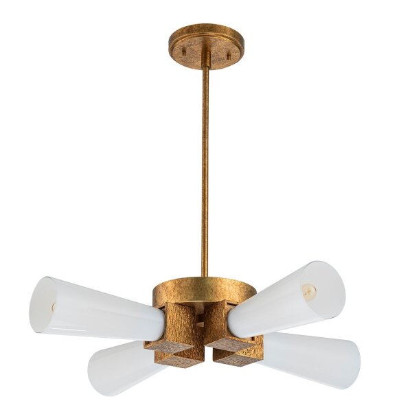 Deckenleuchte Metall Glas B: 66 cm in Gold Antik Weiß