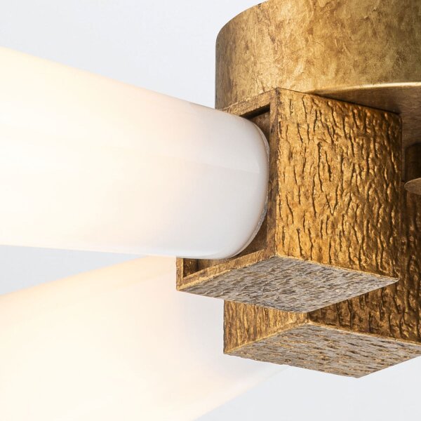 Deckenleuchte Metall Glas B: 66 cm in Gold Antik Weiß