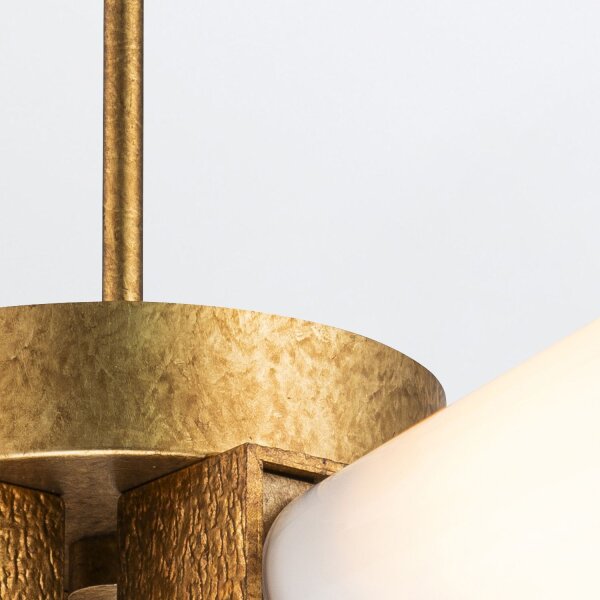 Deckenleuchte Metall Glas B: 66 cm in Gold Antik Weiß