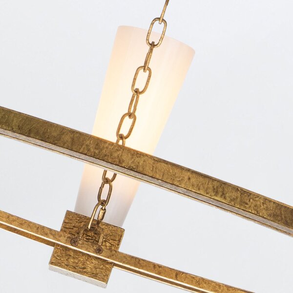 Lustre rond D : 106 cm E27 métal verre en or antique blanc