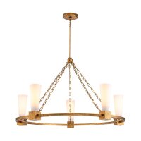 Lustre rond D : 106 cm E27 métal verre en or...