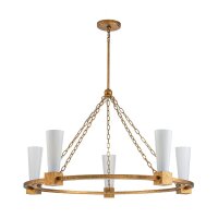 Lustre rond D : 106 cm E27 métal verre en or...