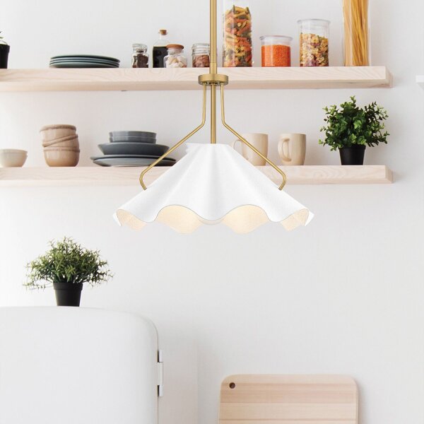 Suspension Blanc Laiton antique H : max. 130,9 cm Métal E27