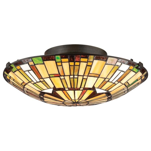 Deckenleuchte Tiffany Stil Buntglas Ø 42 cm rund 2x E27