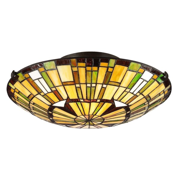 Deckenleuchte Tiffany Stil Buntglas Ø 42 cm rund 2x E27