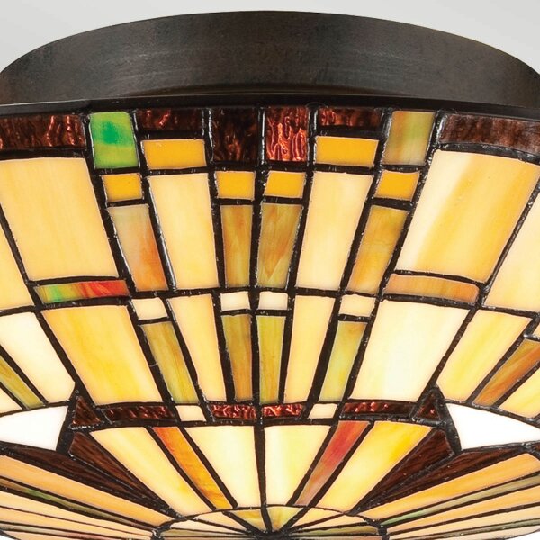 Deckenleuchte Tiffany Stil Buntglas Ø 42 cm rund 2x E27