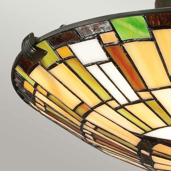 Deckenleuchte Tiffany Stil Buntglas Ø 42 cm rund 2x E27