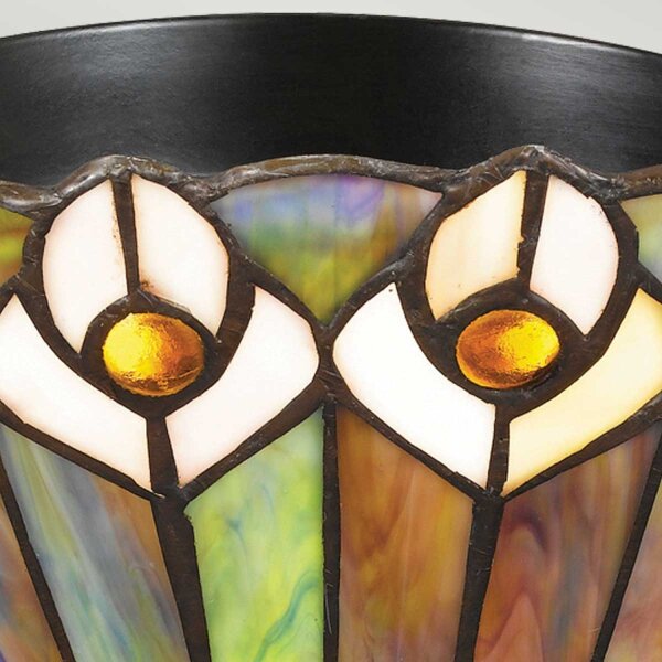 Lampe de plafonnier vitrail Ø 42 cm rond 2x E27 style Tiffany