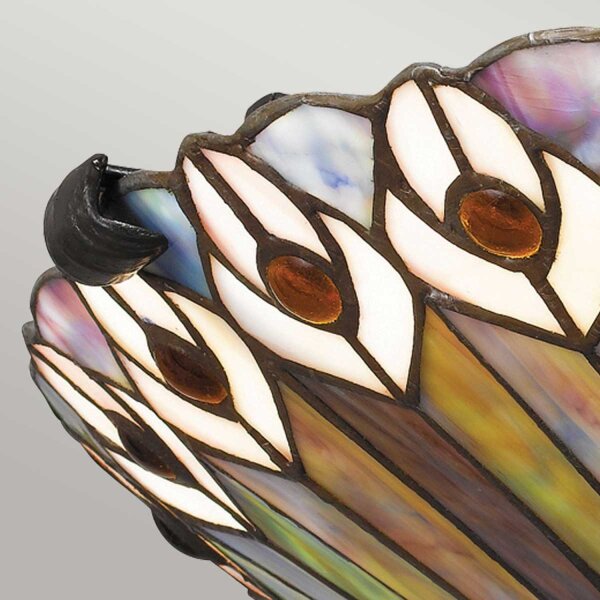 Lampe de plafonnier vitrail Ø 42 cm rond 2x E27 style Tiffany