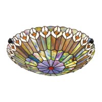 Deckenlampe Buntglas Ø 42 cm rund 2x E27 Tiffany Stil