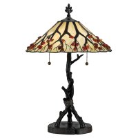 Tischlampe Metall Glas 62,9 cm Tiffany Stil 2x E27...