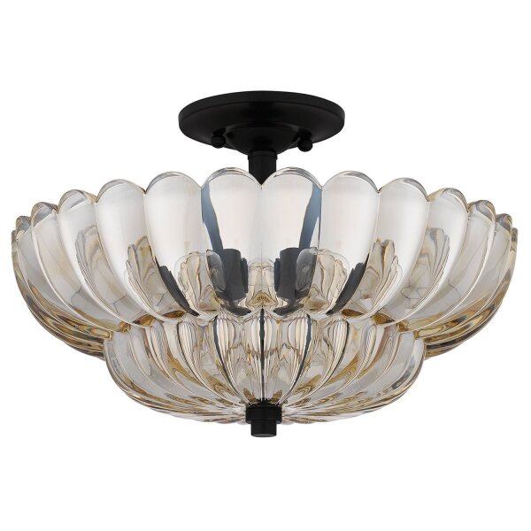 Plafonnier en verre fumé rond Ø 39,5 cm 4x E14