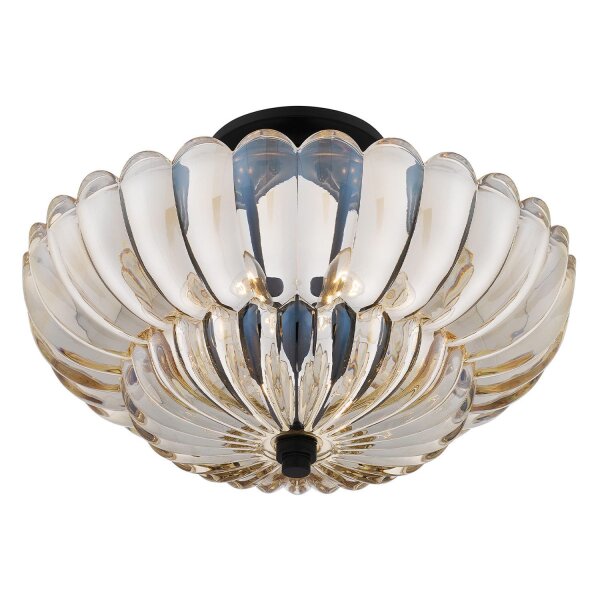 Plafonnier en verre fumé rond Ø 39,5 cm 4x E14