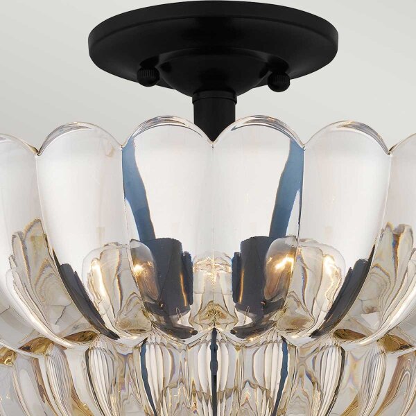 Plafonnier en verre fumé rond Ø 39,5 cm 4x E14