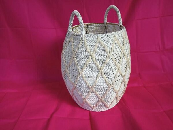 Panier de transport tressé H : 49 cm Fibre naturelle pièce unique Travail manuel