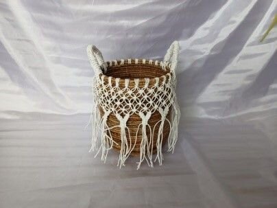 Corbeille tressée Ø 30 cm H : 33 cm petite fibre naturelle travail manuel