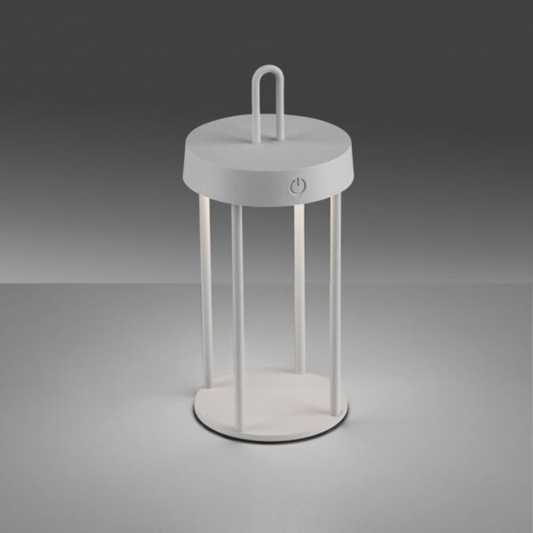 Lampe de table LED rechargeable aluminium dimmable IP44 28,4 cm blanc