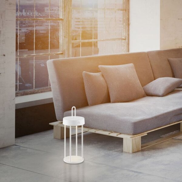 Lampe de table LED rechargeable aluminium dimmable IP44 28,4 cm blanc
