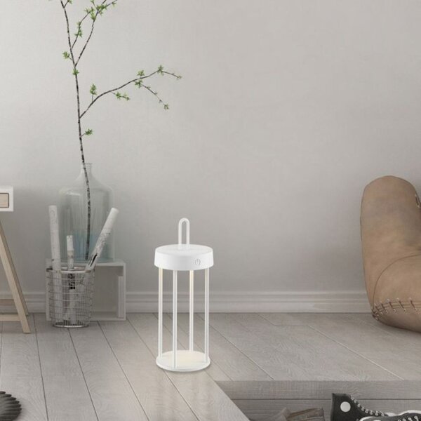 Lampe de table LED rechargeable aluminium dimmable IP44 28,4 cm blanc