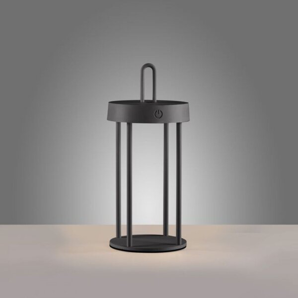 Lampe de table LED à accu aluminium dimmable IP44 2 W noir