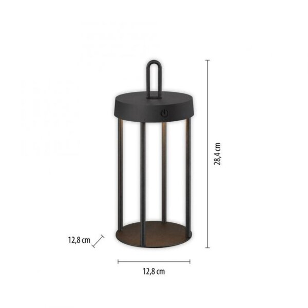 Lampe de table LED à accu aluminium dimmable IP44 2 W noir
