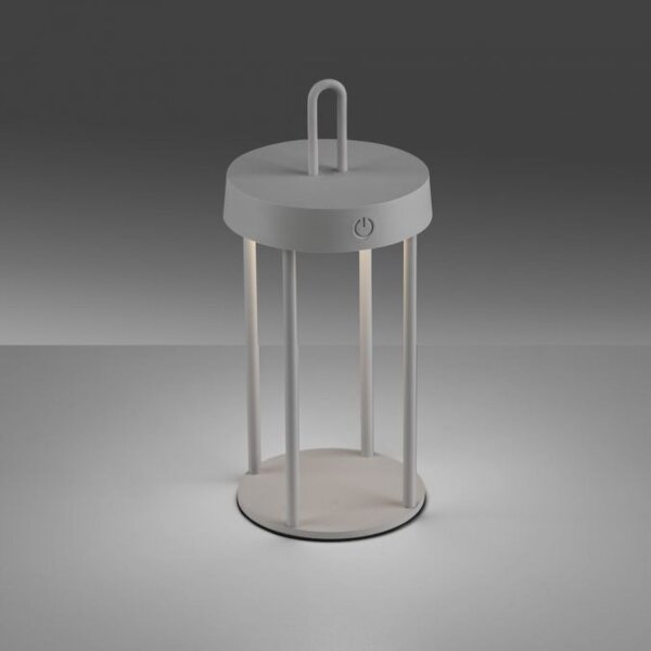 Lampe de table LED rechargeable Aluminium dimmable IP44 2 W Greige