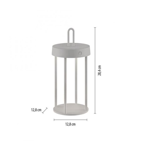Lampe de table LED rechargeable Aluminium dimmable IP44 2 W Greige