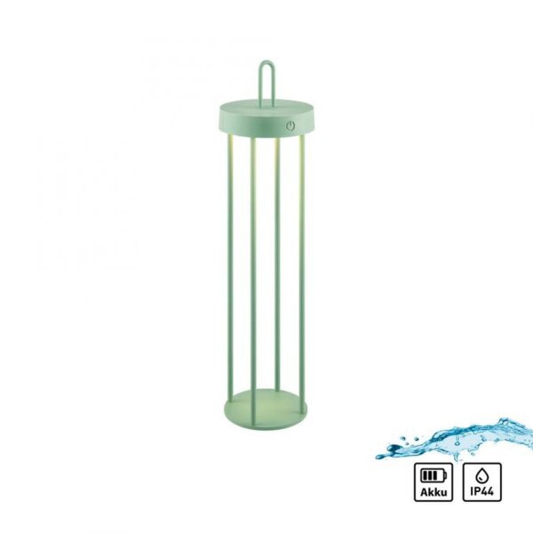 Lampe de table LED rechargeable métal dimmable IP44 2700 K vert